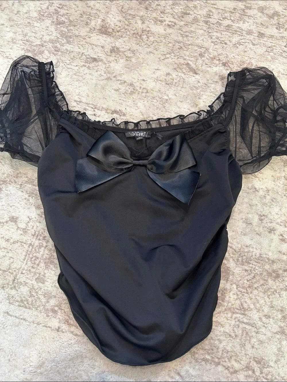 black Widow by Dolls Kill puff sleeve satin top large